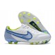 Nouvelles Crampons Nike pour Hommes - Tiempo Legend 7 Elite FG Blanc Gris Métallique Bleu Héros