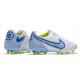 Nouvelles Crampons Nike pour Hommes - Tiempo Legend 7 Elite FG Blanc Gris Métallique Bleu Héros