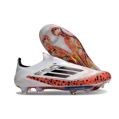 Crampons Adidas F50+ Laceless FG X Messi Blanc Rouge Noir