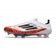 Crampons Adidas F50+ Laceless FG X Messi Blanc Rouge Noir