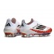Crampons Adidas F50+ Laceless FG X Messi Blanc Rouge Noir