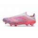 Crampons Adidas F50+ Laceless FG Rose Blanc