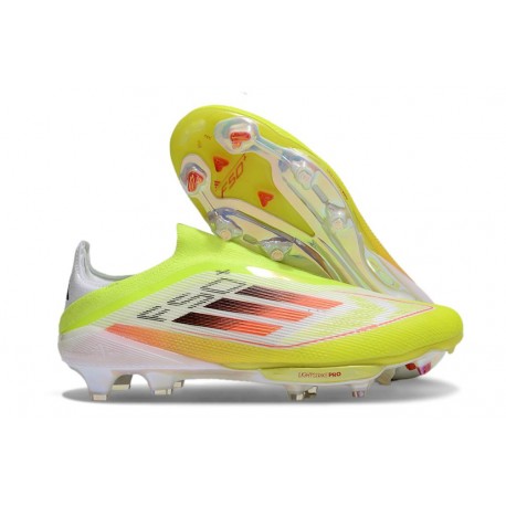 Crampons Adidas F50+ Laceless FG Jaune Noir