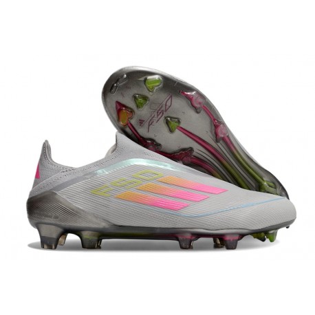 Adidas F50 Elite Sans Lacets FG Gris Rose