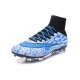Nouveau Chaussure de Football Nike Mercurial Superfly CR FG Léopard Blanc Bleu Noir