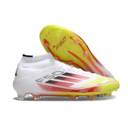 Chaussure Adidas F50 Elite Mid FG Advancement - Blanc Rouge Jaune