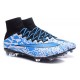 Nouveau Chaussure de Football Nike Mercurial Superfly CR FG Léopard Blanc Bleu Noir