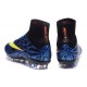 Nouveau Chaussure de Football Nike Mercurial Superfly CR FG Léopard Bleu Noir Volt