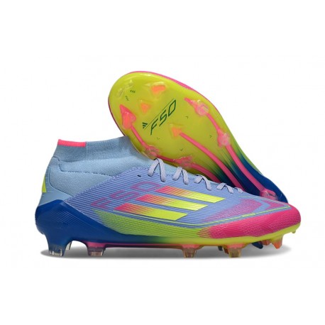 Chaussure Adidas F50 Elite Mid FG Bleu Fusion Citron Lucide Rose