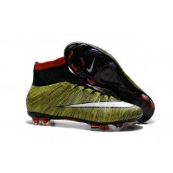 Nouveau Chaussure de Football Nike Mercurial Superfly CR FG Volt Noir Blanc Multicolore