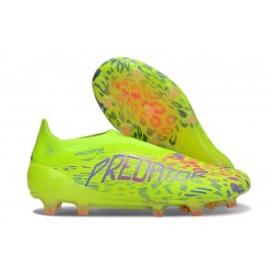 adidas Predator Elite Sans Lacets FG Citron Lucide Rose Bleu Fusion