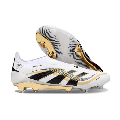 adidas Predator Elite Sans Lacets FG Blanc Ftwr Or Métallique