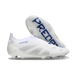 adidas Predator Elite Sans Lacets FG Blanc Gris Bleu