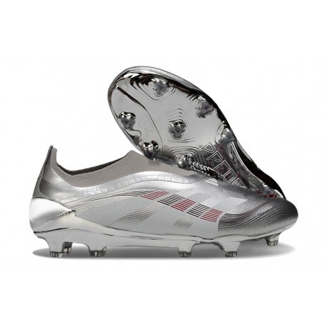 adidas Predator Elite Sans Lacets FG Argent Gris