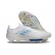 Crampons Adidas F50+ Laceless FG Blanc Pearl Métallique Blanc