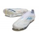 Crampons Adidas F50+ Laceless FG Blanc Pearl Métallique Blanc