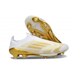 Crampons Adidas F50+ Laceless FG Blanc Or Mét