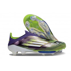 Crampons Adidas F50+ Laceless FG Violet Rapide Blanc Ftwr Citron Lucide