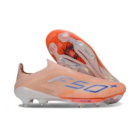 Crampons Adidas F50+ Laceless FG Orange Bleu
