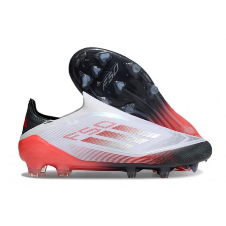 Adidas F50 Elite Sans Lacets FG Blanc Noir Rouge