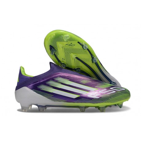 Adidas F50 Elite Sans Lacets FG Violet Rapide Blanc Ftwr Citron Lucide