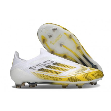 Adidas F50 Elite Sans Lacets FG Blanc Jaune