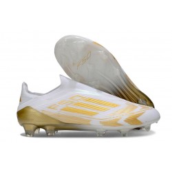 Adidas F50 Elite Laceless FG Blanc Or Mét