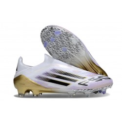Adidas F50 Elite Laceless FG Blanc Noir Or Mét