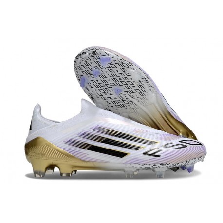 Adidas F50 Elite Laceless FG Blanc Noir Or Mét