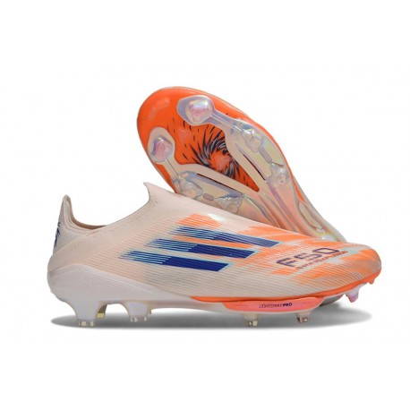 Crampons Adidas F50+ Laceless FG Orange Bleu