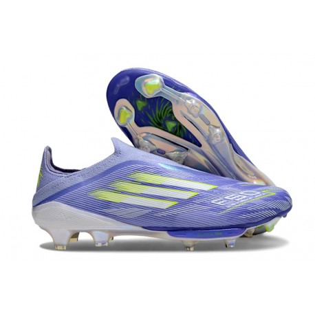 Crampons Adidas F50+ Laceless FG Violet Rapide Blanc Ftwr Citron Lucide