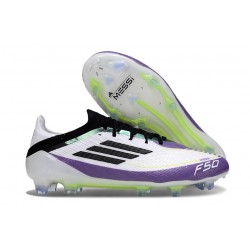 Chaussure Adidas F50 Elite FG X Messi Blanc Ftwr Noir Violet Uni