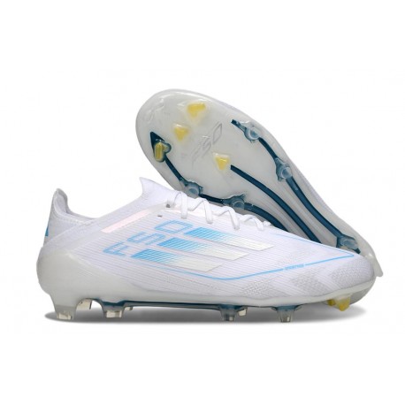 Chaussure Adidas F50 Elite FG Blanc Bleu