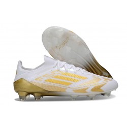 Chaussure Adidas F50 Elite FG Blanc Or Mét