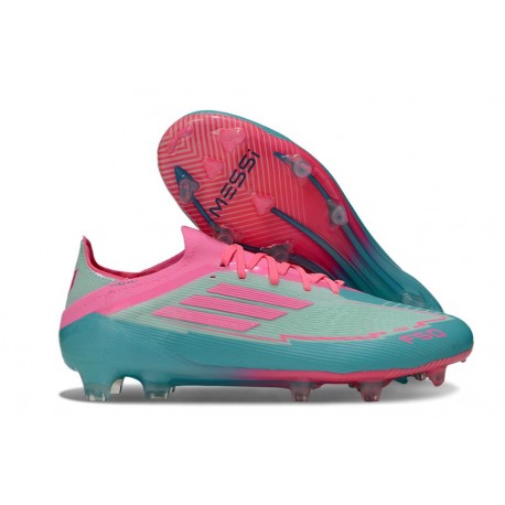 Chaussure Adidas F50 Elite FG MESSI Aqua Flash Rose Lucide Cyan Lucide