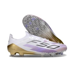 Chaussure Adidas F50 Elite FG Blanc Violet Noir Or