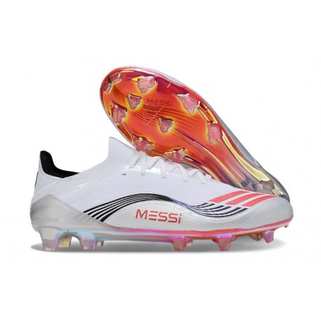 Chaussure Adidas F50 Elite FG X Messi Blanc Ftwr Rouge Lucide Argent Mét