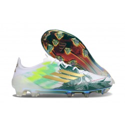 Chaussure Adidas F50 Elite FG Blanc Vert Or