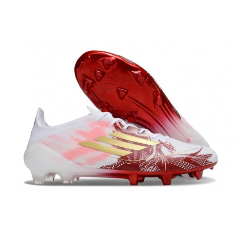 Chaussure Adidas F50 Elite FG Blanc Rouge Or