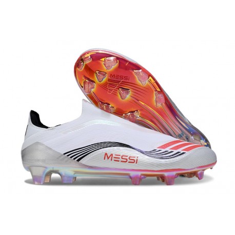 Adidas F50 Elite Laceless FG X Messi Blanc Ftwr Rouge Lucide Argent Mét