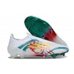 Adidas F50 Elite Laceless FG Blanc Vert Or