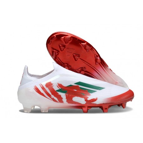 Crampon Adidas F50 Elite Sans Lacets FG Blanc Rouge Vert