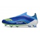 Crampon Adidas F50 Elite Sans Lacets FG Equipe Bleu Royal Jaune Solaire Bleu Semi Eclatant