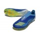 Crampon Adidas F50 Elite Sans Lacets FG Equipe Bleu Royal Jaune Solaire Bleu Semi Eclatant