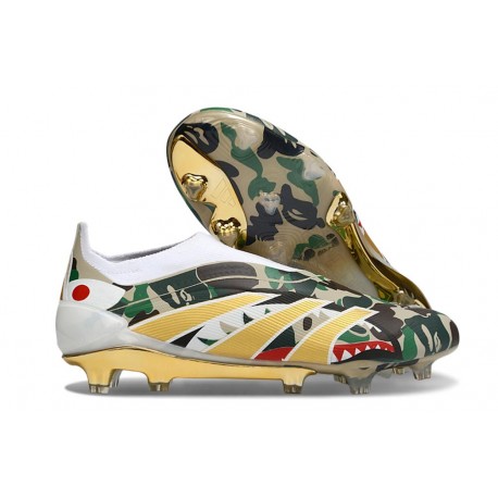 adidas Predator Elite Sans Lacets FG Noir Vert Or