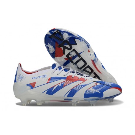 Chaussure de foot adidas Predator Elite FG Blanc Bleu Rouge
