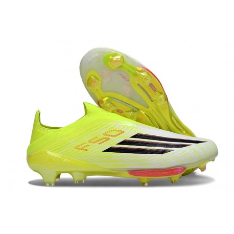 Crampons Adidas F50+ Laceless FG Jaune Noir