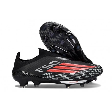 Crampons Adidas F50+ Laceless FG Noir Rouge