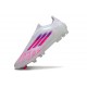 Crampon Adidas F50 Elite Sans Lacets FG Blanc Rose