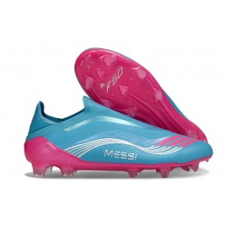 Crampon Adidas F50 Elite Sans Lacets FG Bleu Rose
